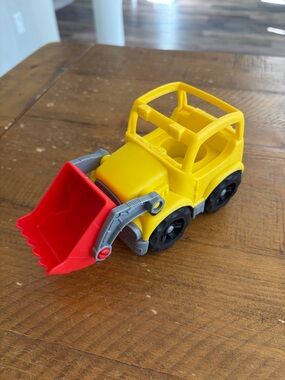 Red and yellow bulldozer toy as is